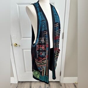 Johnny Was Biya embroidered vest cardigan - one size